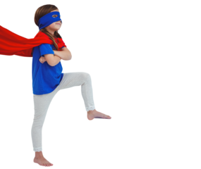 Masked girl pretending superhero
