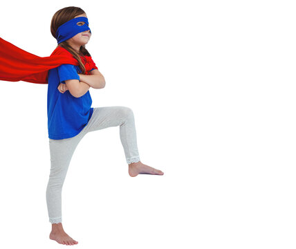 Masked girl pretending superhero