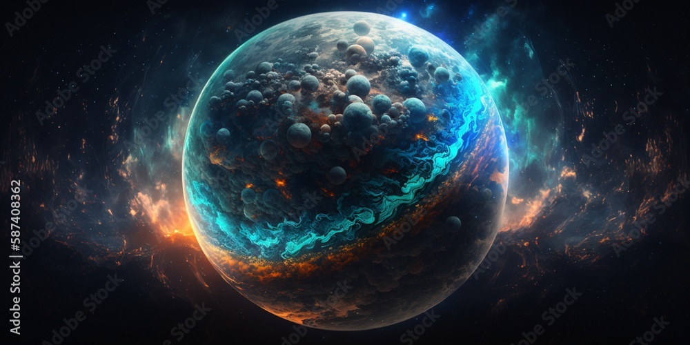 Wall mural unknown planet, creative force of destruction and creation. generative ai