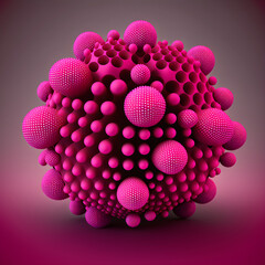 3d spheres cluster on magenta background with Realistic texture. Banner or poster design. Generative AI
