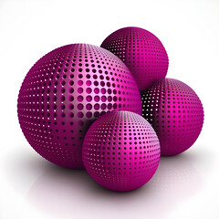 3d spheres cluster on white background with Magenta and grey color. Banner or poster design. Generative AI