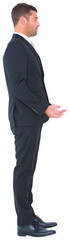 Businessman holding his hands out