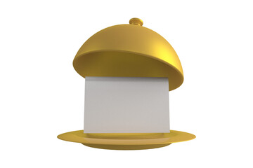 Golden open cloche with menu
