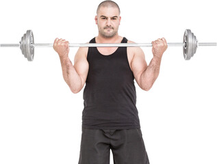 Bodybuilder lifting heavy barbell weights