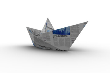Newspaper folded into shape of boat
