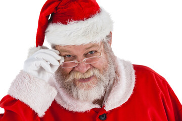 Santa Claus holding spectacles