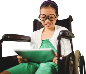 Young girl looking at digital tablet