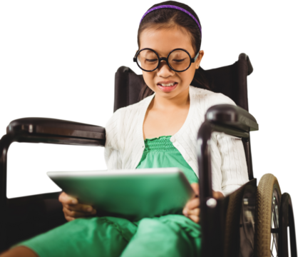 Young girl looking at digital tablet