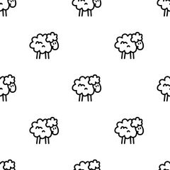 hand drawn seamless pattern of drawn sheep