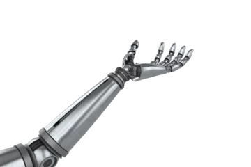 Gordijnen Three dimensional of chrome robotic hand © vectorfusionart