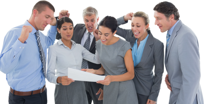 Business team celebrating a new contract