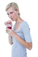 Attractive woman drinking healthy juice 