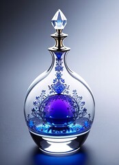 Glass Bottle for perfume, blue perfume sprayer, Generative AI Art Illustration 20