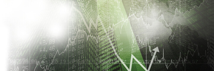 Digital image of business graph and chart on green screen