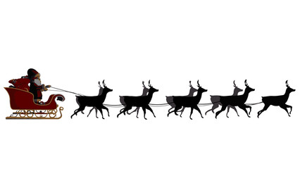 Silhouette of santa and reindeer © vectorfusionart