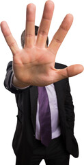 Young businessman with stop gesture