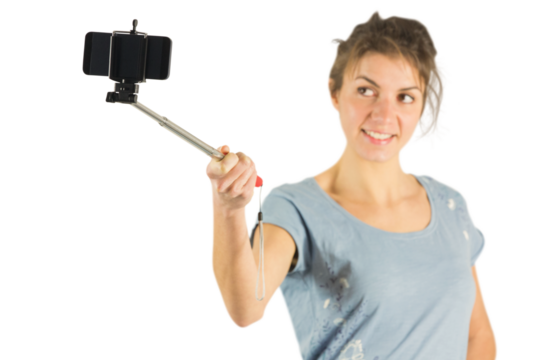 Casual brunette taking a selfie