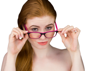 Beautiful redhead posing with glasses