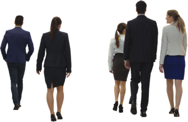 Rear view of business people walking