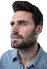 Obraz premium Close up of thoughtful man looking up