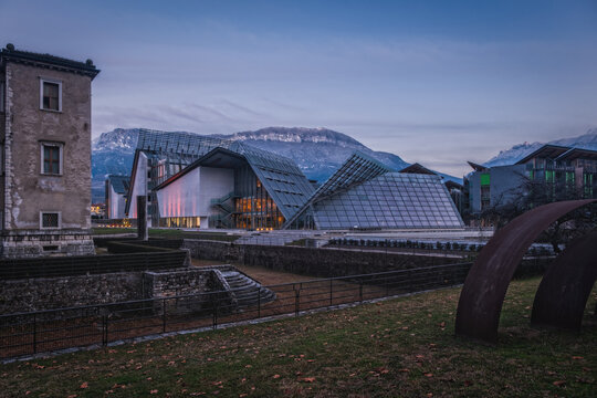 Trento, northern Italy, Europe - January, 2023:The MUSE is the Museum of Science in Trento designed by Italian architect Renzo Piano. Interactive modern museum at Trento city.