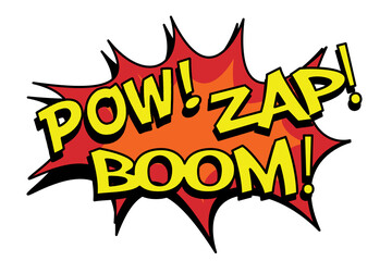The words pow, zap and boom