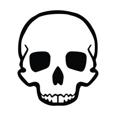 Skull vector icon. Isolated human skull with large, black eye sockets. Death sign.
