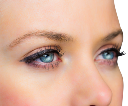 Close up of female blue eyes