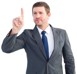 Focused businessman pointing with finger