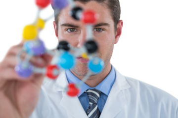 Young scientist experimenting molecule structure