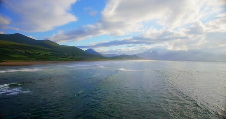 Scenic view of mountain by sea