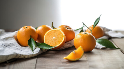 Ripe Oranges on a Table