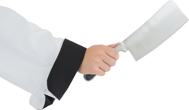 Close up on a chef's hand holding a knife 