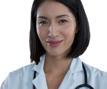 Portrait of happy female doctor
