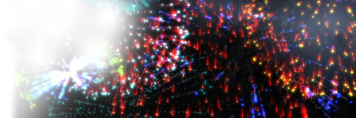 Fototapeta na wymiar Multi colored fireworks exploading at night