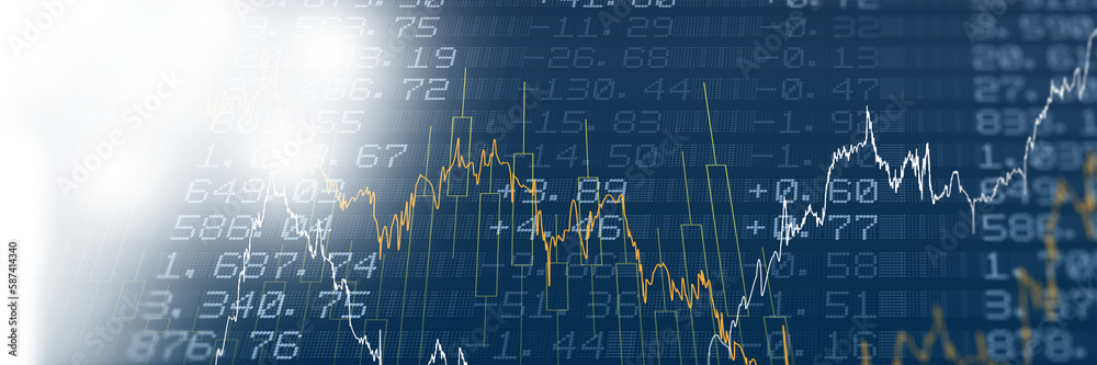 Aufkleber digital image of line graph and numbers on screen