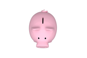 Pink piggy bank from above
