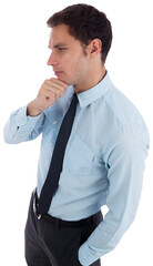Thoughtful businessman with hand on chin