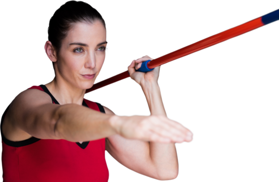 Female athlete throwing a javelin 