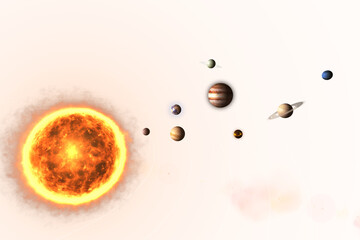 Graphic image of various planets with sun