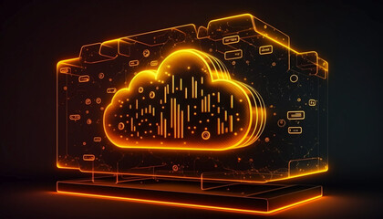Cloud computing technology concept modern background, digital illustration. Generative AI