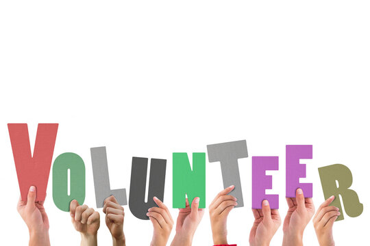 Cropped Hands Holding Colorful Word Volunteer 