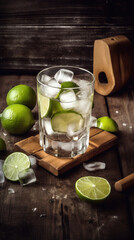 Limes  In a Glass With Cold Beverage