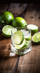 Fototapeta premium Limes In a Glass With Cold Beverage