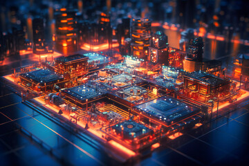 A blue and orange setting showcases the potential of business growth finance technology, underlining its transformative effect on the global economic landscape
