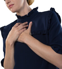Businesswoman suffering a chest pain