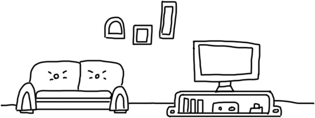 Television and sofa in living room