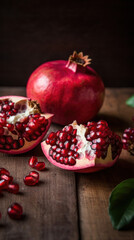 Obraz na płótnie Canvas Freshly Sliced Pomegranates