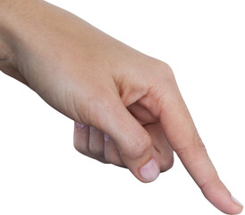 Hand pointing on white background