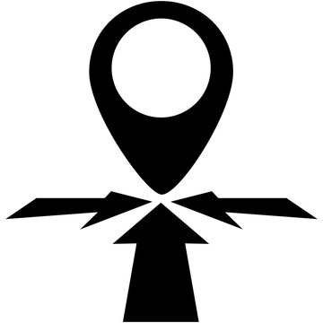 setas pretas indicando um ponto de localização